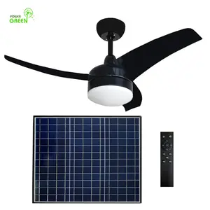 Vent tool solar DC ceiling fan with LED light & power adapter for air cooler solar panel powered solar ceiling fan R