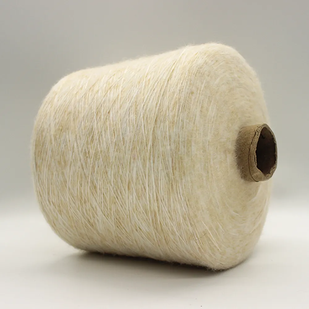 Jet Yarn Beige High Tenacity Recycled Melange Yarn For Knitting And Sewing Ring Spun With Dyed Pattern