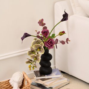 Ensemble d'orchidées Phalaenopsis artificielles en soie avec vase, style moderne, décorations de bureau pour salon et salle d'exposition - Product Image 3
