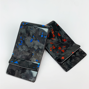 Titular de la tarjeta de crédito/ID de fibra de carbono Delgado ultrafino de moda para hombres y clip de dinero único forjado azul púrpura verde rojo diseño - Product Image 3