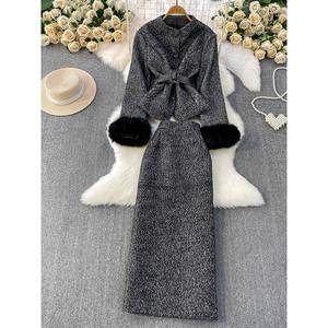 Robe longue ajustée en laine avec manches <span class=keywords><strong>Mao</strong></span> <span class=keywords><strong>Mao</strong></span>, élégante et tendance, nouvelle collection Hiver 2026, pour femme, vente en gros - Product Image 2