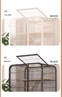 Cage à chat rectangulaire en acier inoxydable, super grande, pliable, à trois étages, avec un design à espace libre et une entrée ouverte pour les chats domestiques
