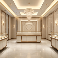 Vitrine de présentation de bijoux haut de gamme en or blanc champagne pour boutique de détail