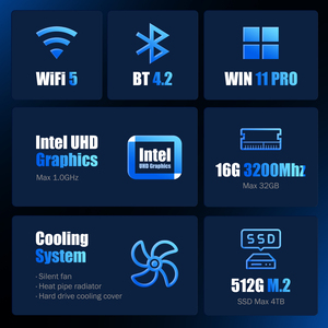 Mini PC de jeu portable Ultra basse consommation Twin Lake N150 DDR4 16 Go SSD 1 To avec Wi-Fi 5.0 et BT4.2 pour Windows 11 - Product Image 5