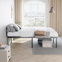 Lit simple en métal avec plateforme et rangement, cadre en fer et acier, pour adulte - Offre spéciale