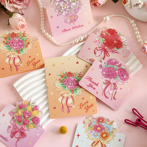 Tarjetas de Felicitación Plegables con Ramo de Flores Dulces, Interior en Blanco, Tarjetas de Agradecimiento Personalizadas, Regalos de Floristería para San Valentín, Día de la Madre, Cumpleaños - Product Image 5