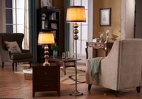 Trépied bois lampadaire décoration éclairage 3 jambes lampes debout avec tambour tissu abat-jour sol abat-jour