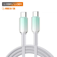 Câble de charge rapide USB C vers USB C 60W PD, 1m, flexible, en nylon tressé, type C, cordon d'alimentation OEM, accessoires pour téléphone portable