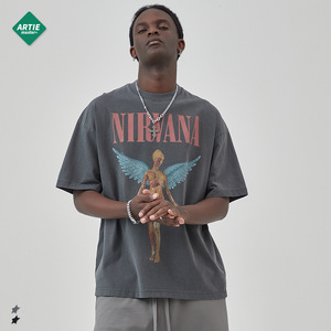 Abbigliamento da Uomo |   Nuova <span class=keywords><strong>T</strong></span>-<span class=keywords><strong>shirt</strong></span> 2023 con Stampa <span class=keywords><strong>Rock</strong></span> <span class=keywords><strong>Band</strong></span>, Effetto Invecchiato, Manica Corta, Stile Retrò Europeo e Americano - Product Image 4