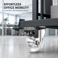 Roulettes pivotantes en nylon silencieuses PU, légères, transparentes, personnalisables OEM, pour chaise de bureau