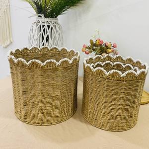 Paniers en corde de <span class=keywords><strong>papier</strong></span> tissés <span class=keywords><strong>à</strong></span> la main, formes rondes, flexibles et robustes pour un usage quotidien - Product Image 2
