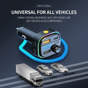 Émetteur <span class=keywords><strong>FM</strong></span> Justlink BT 5.0, chargeur de <span class=keywords><strong>voiture</strong></span> double USB QC3.0 rapide, appels mains libres, lecteur MP3 sans fil pour <span class=keywords><strong>voiture</strong></span> avec LED couleur - Product Image 5