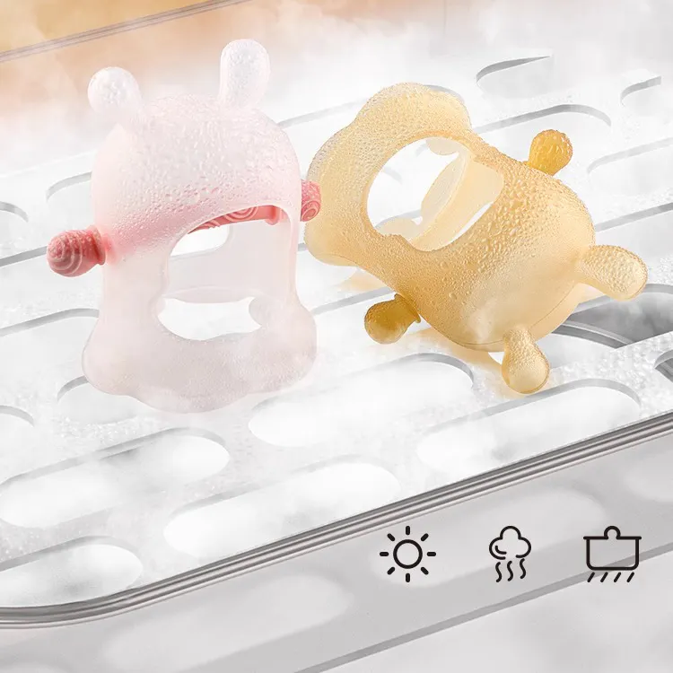 カスタム卸売メーカーBpaフリーシリコン歯が生えるシリコンおもちゃ木製おもちゃレインボーシリコン赤ちゃんティーザー