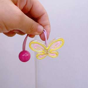 Flor de mariposa de alta calidad para niños, cuentas de bolas grandes, coleta para niñas, soporte para aldaba, lazos para el cabello, balies para el cabello, Bobble elástico para el cabello - Product Image 4