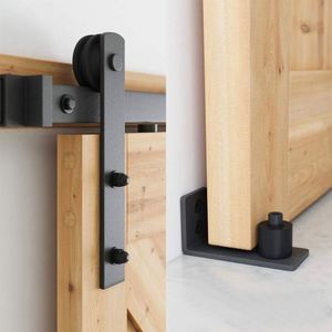WEKIS Durable Heavy Duty Pull Flush Door Handle <b>Set</b> Black Sliding Barn Door Hardware for Outdoor Bedroom Kitchen Soundproof - Product Image 4