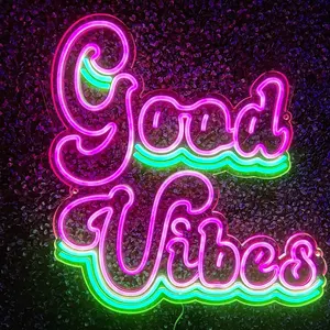 Holiday Gifted Light Neon Free Design No Moq Custom LED Light Up Sign Good Vibes Led Neon Light For Bedroom Decoration