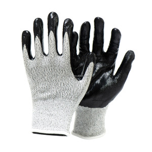 Alto rendimiento Anti corte Nivel 5 HPPE Shell con guantes de trabajo de seguridad recubiertos de nitrilo suave - Product Image 6