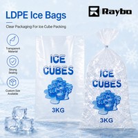 Sacs à glace en plastique LDPE de qualité alimentaire RAYBO avec logo personnalisé, 3 kg, 5 kg, 10 kg, sacs à glace à fond plat pour machine à glace commerciale