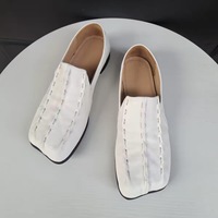 Chaussures décontractées unisexes tendance vintage avec logo personnalisé, cousues à la main, à enfiler, à bout carré, style Derby, mocassins pour hommes
