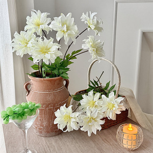 Fleur artificielle Yasunobu Dahlia à branche unique en soie, blanc, rose, jaune, bleu, violet, pour décoration de mariage et de maison - Product Image 3
