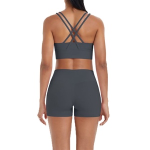 Ensemble de vêtements de sport pour femmes, de haute qualité, personnalisé, respirant, dos nu, soutien-gorge de sport, short de sport pour le yoga et la remise en forme - Product Image 6