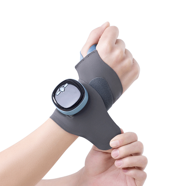 Portable EMS Heated Wrist Wrap with Adjustable Compression and Vibration Joint Support and Flexibility for Hand