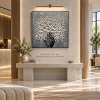 Art mural peint à la main, toile texturée noire et argentée, abstrait circulaire moderne, décoration intérieure pour salon commercial, hôtel