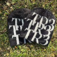 Gorro de Invierno Grueso, Peludo y Cálido de Punto Jacquard Personalizado, Gorro de Moda de Novedad para Adultos y Niños