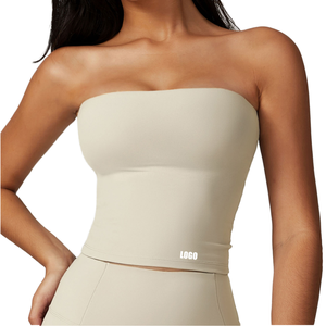 Women's High <b>Support</b> Sports Tube Tank <b>Top</b> Gym Workout Active Wear Breathable Quick Dry Anti-Bacterial Front Logo <b>Crop</b> <b>Top</b> Bras - Product Image 1