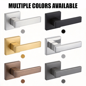 Manija de puerta TIANYI moderna minimalista de acero inoxidable cepillado con rozeta cuadrada, níquel satinado, para puerta interior de madera con cerradura de palanca. - Product Image 2
