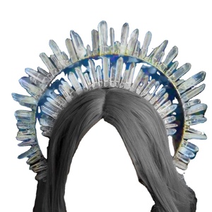 2023 TS Peine para el cabello Joyería Burlesque Madonna Raw Clear Crystal Goddess Crown Headpiece Cuarzo Tiara <span class=keywords><strong>Meditación</strong></span> <span class=keywords><strong>Diadema</strong></span> nupcial - Product Image 5