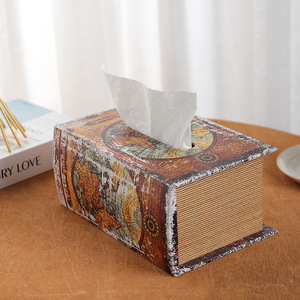 Mystic Arts Wooden Tissue <b>Box</b> <b>Book</b> Style PU Leather Home Office Desktop Decorative Pull Out Tissues 4002A - Product Image 3