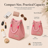 Bolso Tote Mini de Malla Tejida Hecho a Mano, Colorido, de Verano, para Playa, Boutique, Moda, Pequeño, para Mujer, Venta al por Mayor, Bolsos con Etiqueta Tejida Personalizada