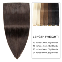 Extensions de cheveux russes XO Twin Tabs 16 pouces, lisses et soyeux, à trame invisible, micro-liens, double trame, couleur 1B