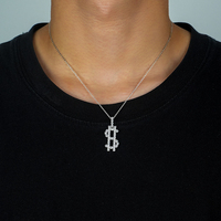 Collier de mode personnalisé Moissanite 925 Silver Hip Hop Dollar Sign Pendant Charm Necklace