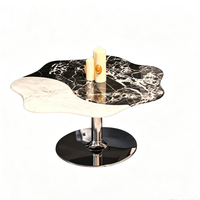 Ensemble de tables basses Centurymosaic en marbre noir et blanc, table basse irrégulière en pierre naturelle, table d'appoint pour salon