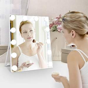 Specchio per il Trucco Illuminato a LED con 12 Lampadine, <span class=keywords><strong>3</strong></span> Modalità di Colore, Specchio Cosmetico Rotante 25 <span class=keywords><strong>X</strong></span> 30 cm Bianco - Product Image 2