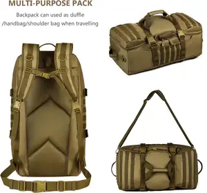 60L आउटडोर टैक्टिकल डफेल छलावरण बैकपैक वाटरप्रूफ सूटकेस स्पोर्ट लगेज हाइकिंग कैम्पिंग बैग