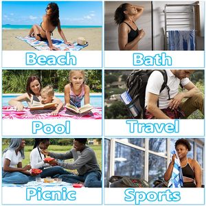 Serviette de <span class=keywords><strong>plage</strong></span> en microfibre fine et <span class=keywords><strong>l</strong></span>égère, antimicrobienne, écologique, sans sable, séchage rapide, absorbante, compacte, pour piscine et camping - Product Image 6