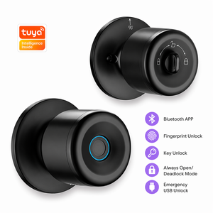 Tuya Fingerprint Smart Lock Ball <strong>Knob</strong> with Keypad Blue Ring Sensor 5 in 1 Unlock for Apartments Rentals Airbnb Offices - Product Image 4