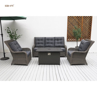 Ensemble de canapés en rotin tressé pour jardin/terrasse BHR avec table de foyer au design moderne pour 4-5 personnes