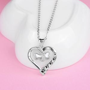 San Valentín 925 collar de plata esterlina, collar de corazón hecho <span class=keywords><strong>a</strong></span> mano perro hueso colgante China Collar para chica - Product Image 5