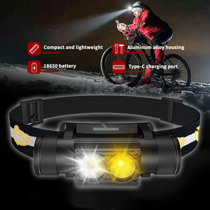 Lampe frontale à <span class=keywords><strong>led</strong></span> puissante rechargeable en aluminium Lampe frontale portable Lampe frontale à lumière jaune pour l'extérieur Lampe frontale à <span class=keywords><strong>led</strong></span> Meilleur - Product Image 1