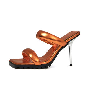 Sandales à talons hauts et bout carré pour femmes, talons métalliques Stiletto, dernière mode - Product Image 1