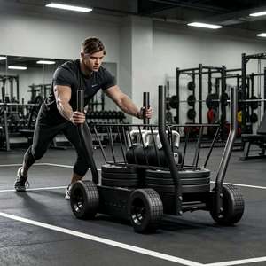 Wholesale Custom Push Pull Sled Cart With Basket 8‑Gear Resistance Adjustable Home Gym Outdoor Grass <b>Strength</b> <b>Training</b> Equipment - Product Image 6