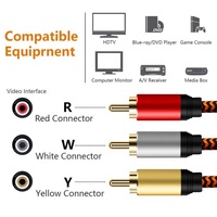 Professionnel plaqué or 3RCA 3 RCA à 3RCA 3 RCA mâle à mâle Coaxial Audio vidéo AV RCA câble pour Subwoofer lecteur DVD HDTV TV
