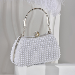 Hot Sale European and American Socialite Style Pearl Evening Bag Metal Handle Chain for Party Ceremony <b>Wedding</b> Bags Women <b>Clutch</b> - Product Image 4