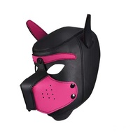 Masque de tête intégrale pour chien avec oreilles, en caoutchouc PU rembourré, pour fête, jeu de rôle, cosplay, jouet pour couples W24-651