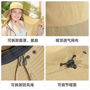 Women's Summer Sun Hat Bucket Hat Breathable UV Protection Full Face Cover Outdoor <b>Cycling</b> Hat - Product Image 4