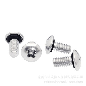 304 Stainless Steel Round Head Screw With Seal Ring M4x8 Metric Threaded <b>Fastener</b> Waterproof Corrosion Resistant - Product Image 1